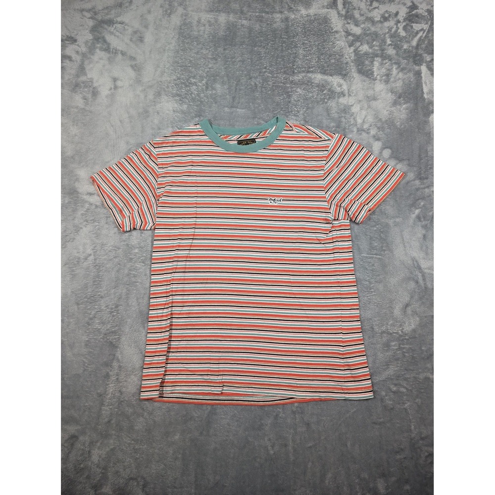 Dark Seas Shirt Mens Small Striped Shark Embroidered Crewneck Tee Short Sleeve